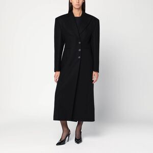 The Andamane Black Long Single-Breasted Coat In Wool Women